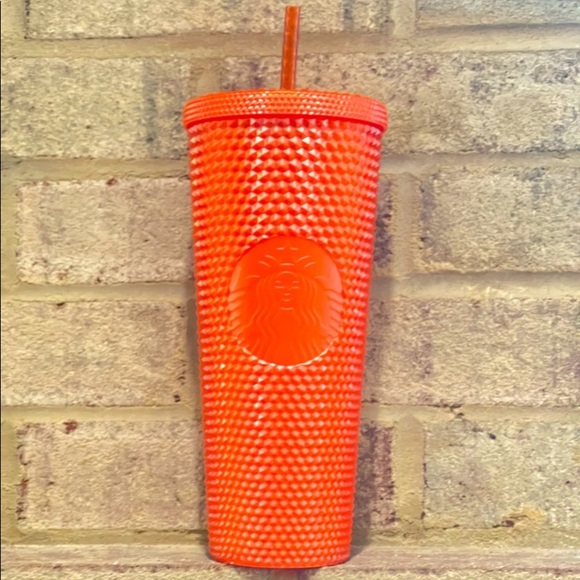Starbucks Halloween Orange Studded Cup Pearlized Bling Tumbler 24oz Venti New - Picture 12 of 14